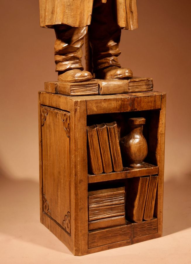 Antique Ukraine Interest, Amusing Sculpture/Lamp Of A Bibliophile/ Bookworm.