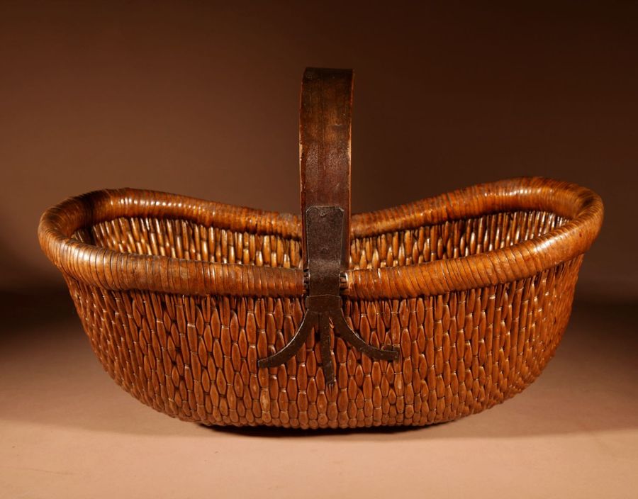Antique Original Woven Chinese Reed Basket.