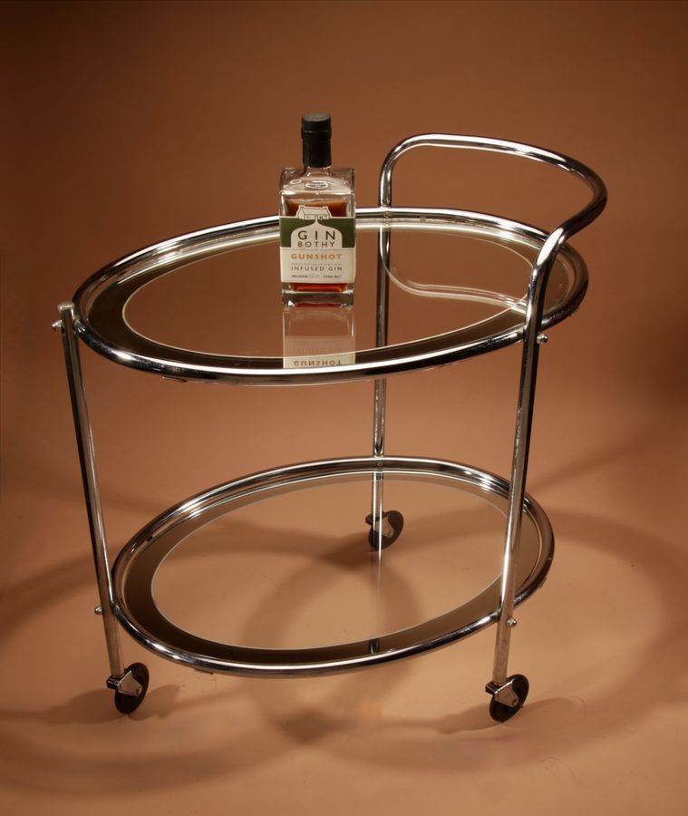 Original 1930s Art Deco Chrome and Mirror Modernist Cocktail Trolley.