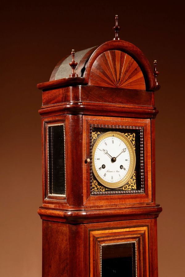 Antique Beautiful and Very Rare French Miniature Longcase Pendule/ Mantel Clock.