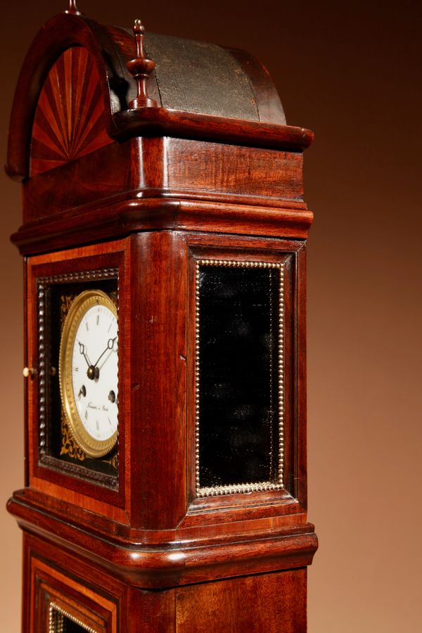 Antique Beautiful and Very Rare French Miniature Longcase Pendule/ Mantel Clock.