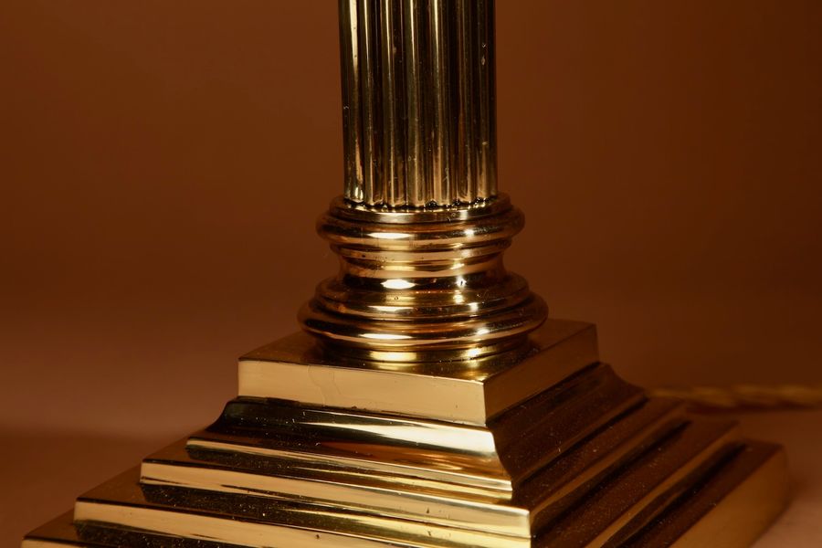 Antique Corinthian Style Brass Table Lamp Circa 1910-30