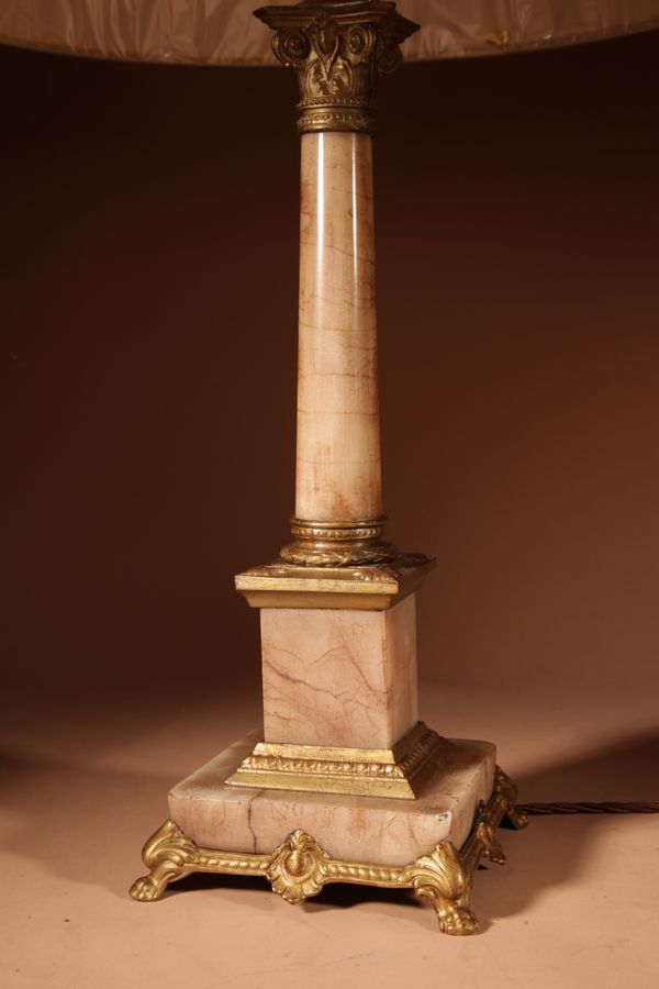 Antique Corinthian Marble/Alabaster and gilded metal Table Lamp Circa 1910-30.