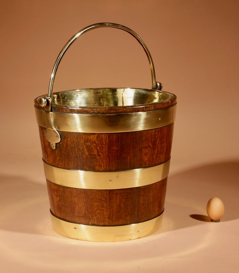 Coopered Oak And Brass Bucket Dutch 19th Century.