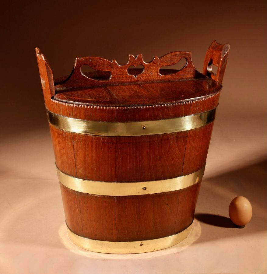 Interesting Dutch Coopered Hardwood Brass Bound Butter Barrel 19th century.