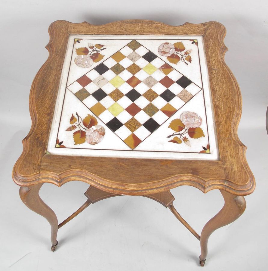 An original Kashmir (India) inlaid marble chess table.