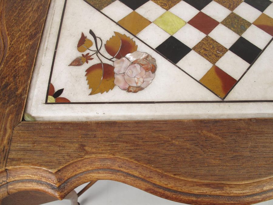 Antique An original Kashmir (India) inlaid marble chess table.