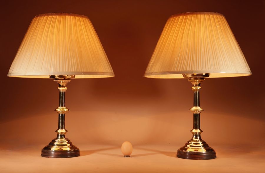 A Pair Of Brass Table lamps In The late Gothic Style