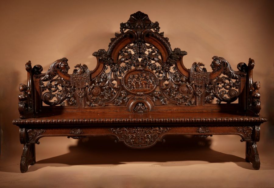 A Rare, Very Decorative Oak Hall Bench, circa 1715