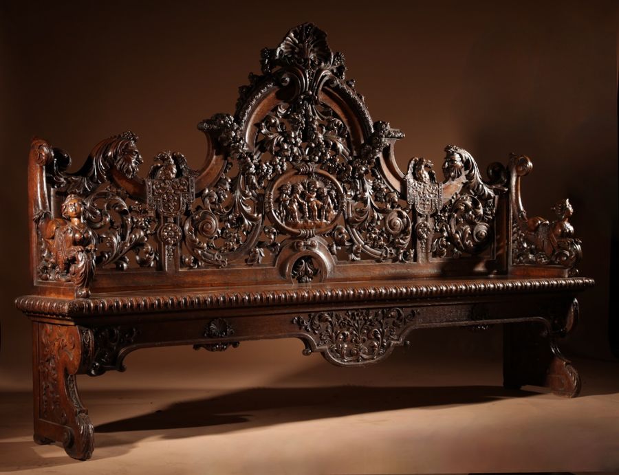 Antique  A Rare, Very Decorative Oak Hall Bench, circa 1715 