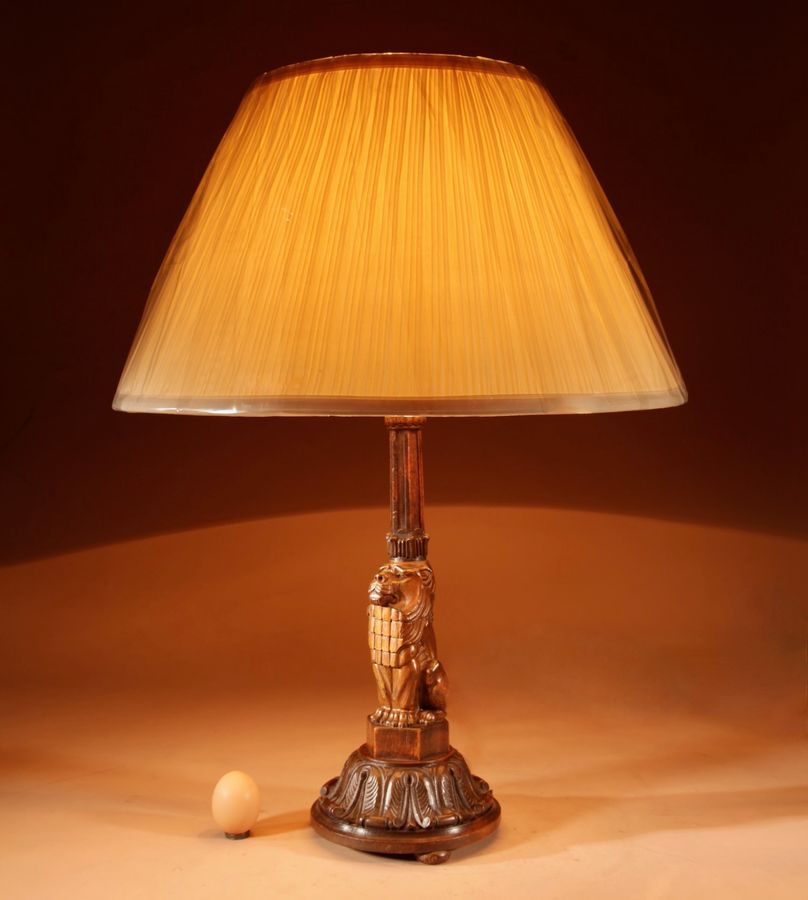 Art Deco Amsterdam School Carved wooden Table Lamp.