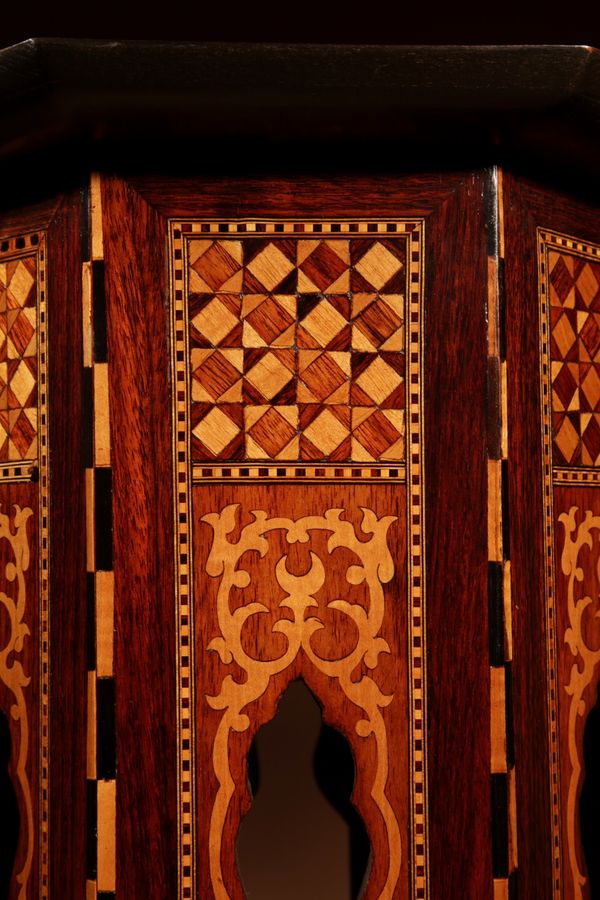 Antique Moorish, Middle Eastern Original Antique Unusual Complicated Inlaid 8 sided Table Ottoman empire circa 1900