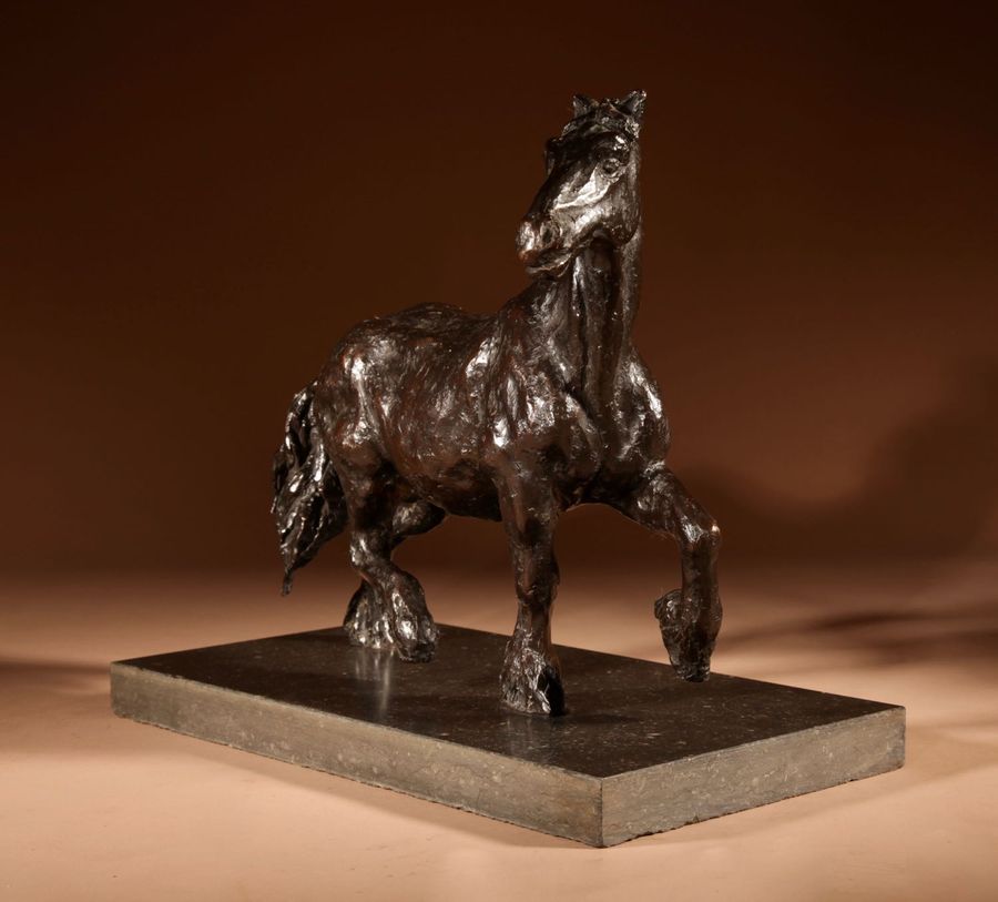 Draft Horse, A Powerful Bronze Sculpture In the Style of Renee Sintenis 1888-1965.
