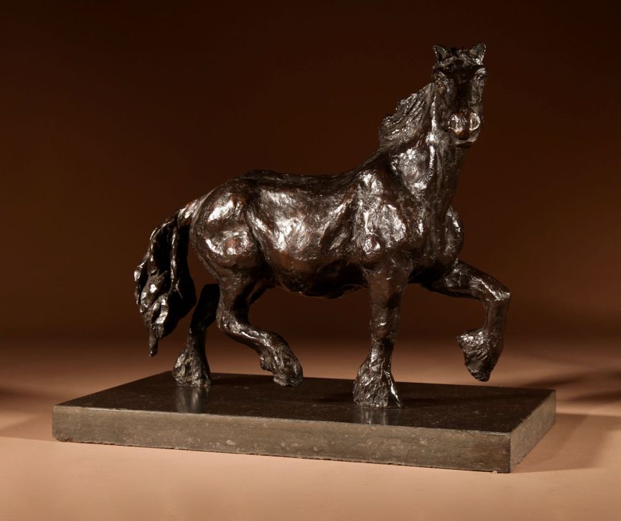 Antique Draft Horse, A Powerful Bronze Sculpture In the Style of Renee Sintenis 1888-1965.