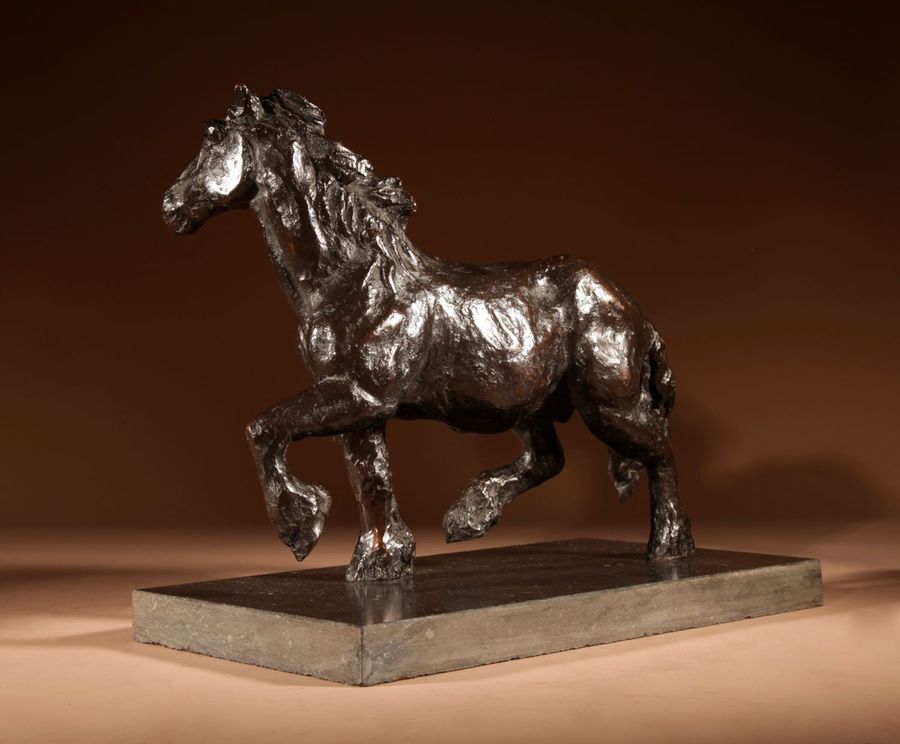 Antique Draft Horse, A Powerful Bronze Sculpture In the Style of Renee Sintenis 1888-1965.