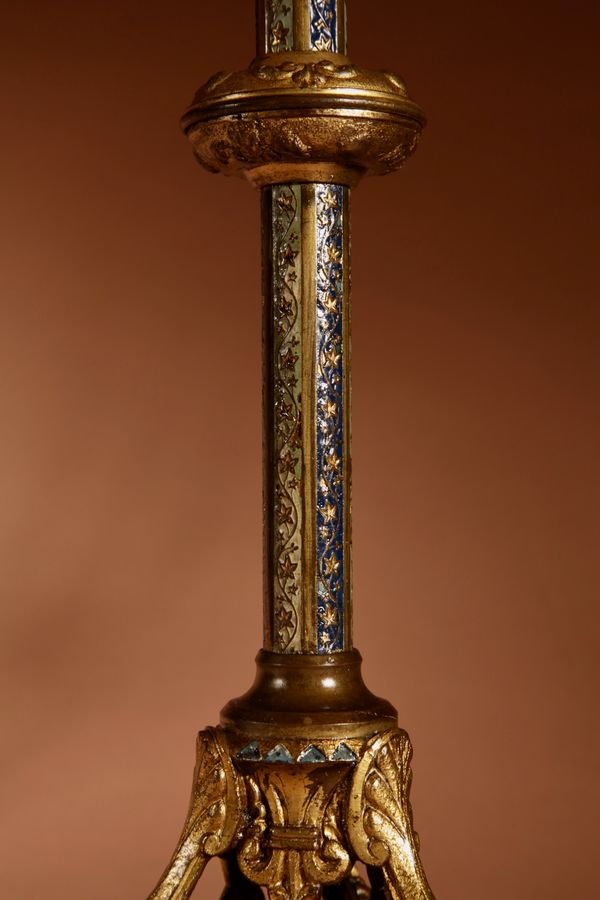 Antique   A Pair Of Impressive Fine Cast Brass Table lamps, In The early Gothic Style.