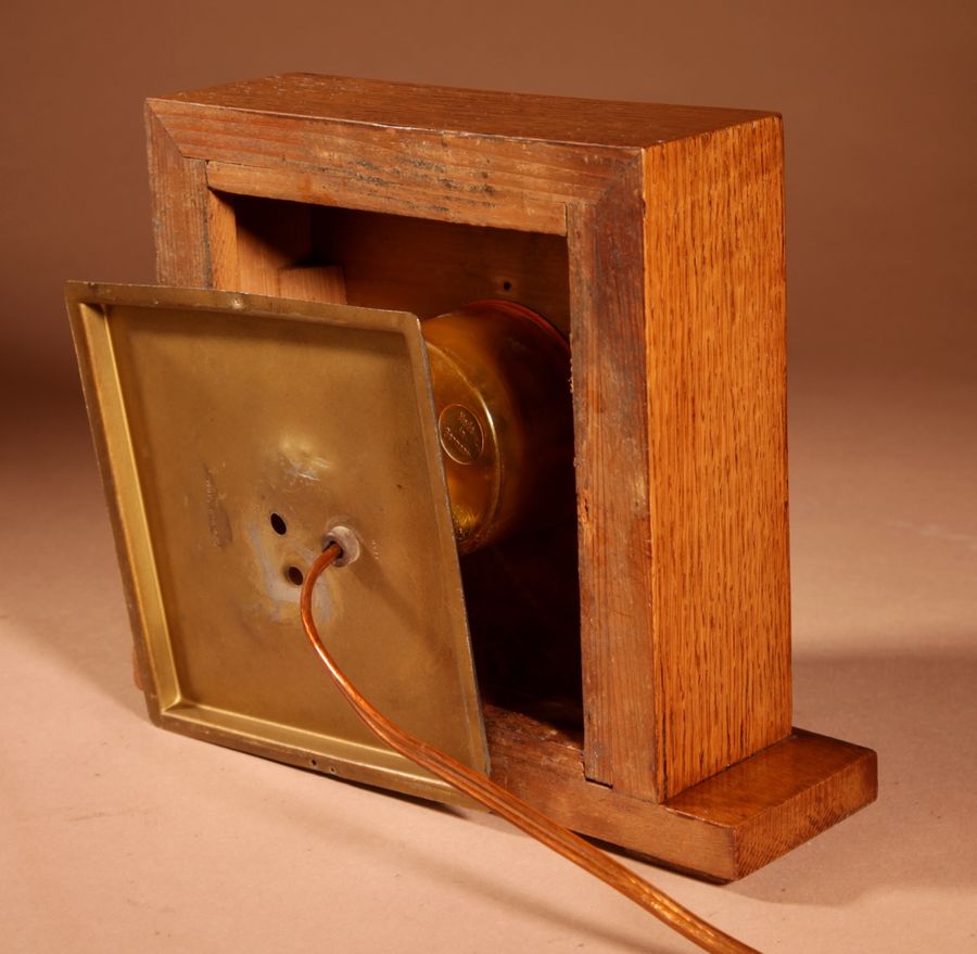 Antique Amsterdam school Art deco Early Electrical Oak And Rosewood Mantel Clock Circa 1920-40 