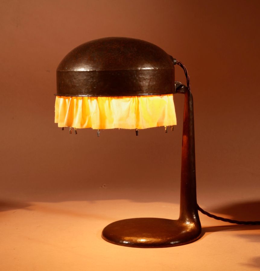 Antique  A Magnificent Typical Dutch School Jan Kriege Hammered Copper table lamp c.1920/25