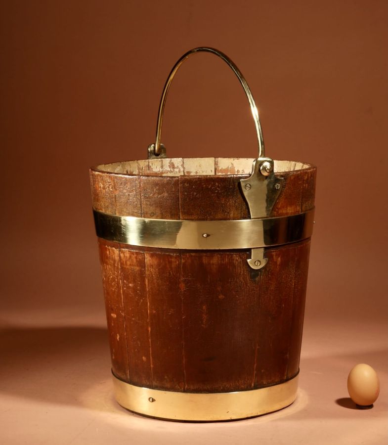 Coopered Brass Bound Bucket Dutch 19th Century.