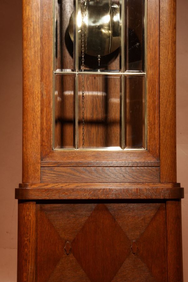 Antique Art Deco Stylish Impressive Dutch/German School Westminster Oak And Brass Longcase Clock Circa 1920,