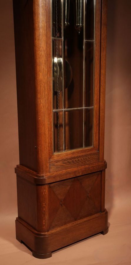 Antique Art Deco Stylish Impressive Dutch/German School Westminster Oak And Brass Longcase Clock Circa 1920,