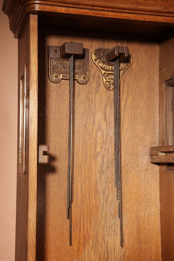 Antique Art Deco Stylish Impressive Dutch/German School Westminster Oak And Brass Longcase Clock Circa 1920,