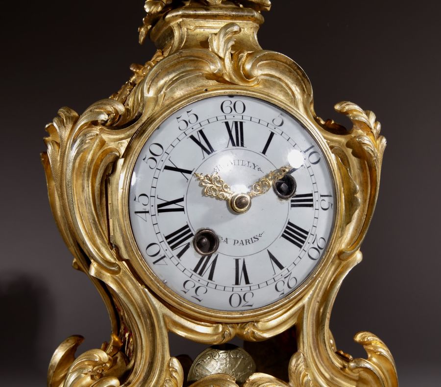 Antique Interesting Small Very Elegant French Louis Quinze Pendule / Mantel Clock, Circa 1750