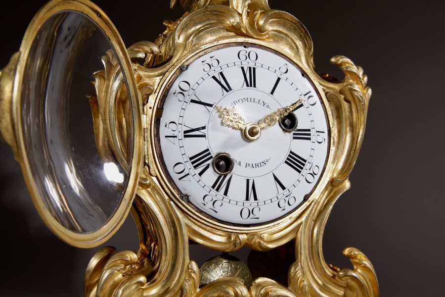 Antique Interesting Small Very Elegant French Louis Quinze Pendule / Mantel Clock, Circa 1750