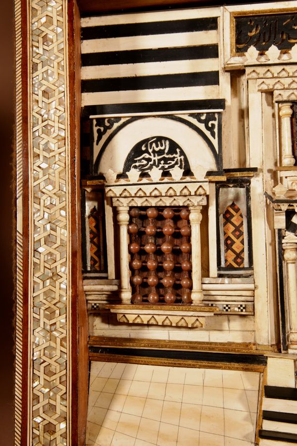 Antique A Rare Moorish Alhambra Influence Relief Architectural Diorama Of The front Of A Building.