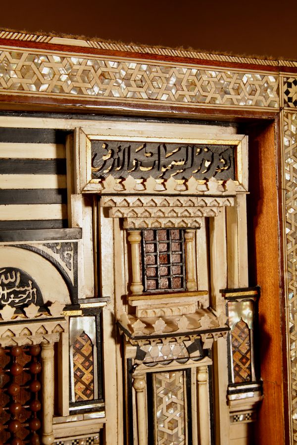 Antique A Rare Moorish Alhambra Influence Relief Architectural Diorama Of The front Of A Building.