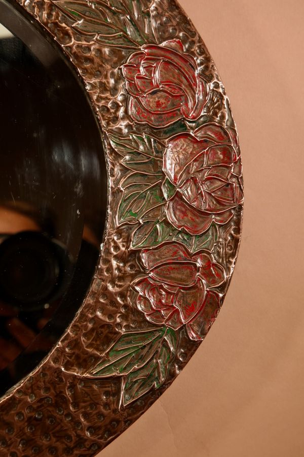 Antique  Art Nouveau/Art Deco Oval Wooden Mirror.