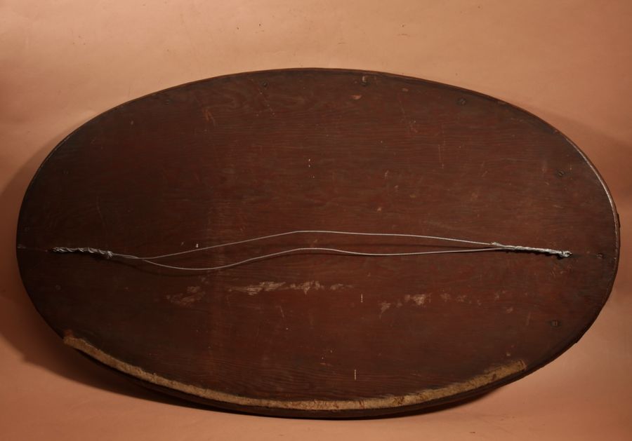 Antique  Art Nouveau/Art Deco Oval Wooden Mirror.