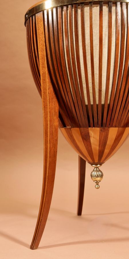 Antique   Edwardian Jardiniere / Knitting Mahogany Basket circa 1900