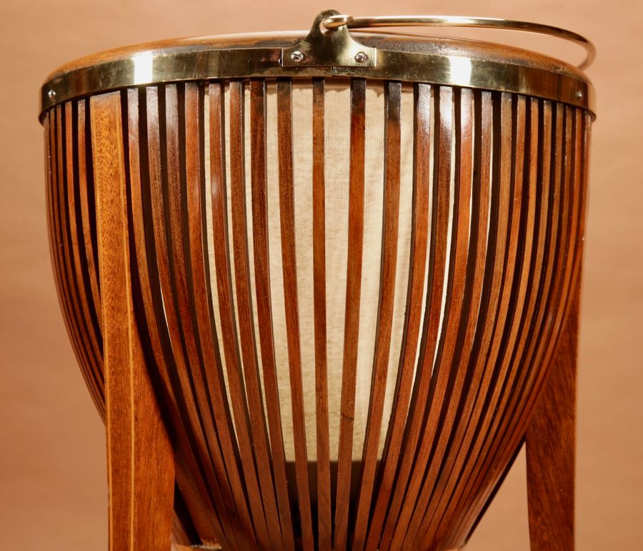 Antique   Edwardian Jardiniere / Knitting Mahogany Basket circa 1900