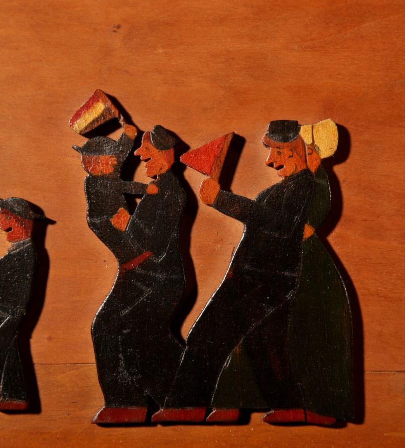 Antique Amusing Dutch Brassband/Fanfare Type Of Jigsaw Woodwork Relief Painting.