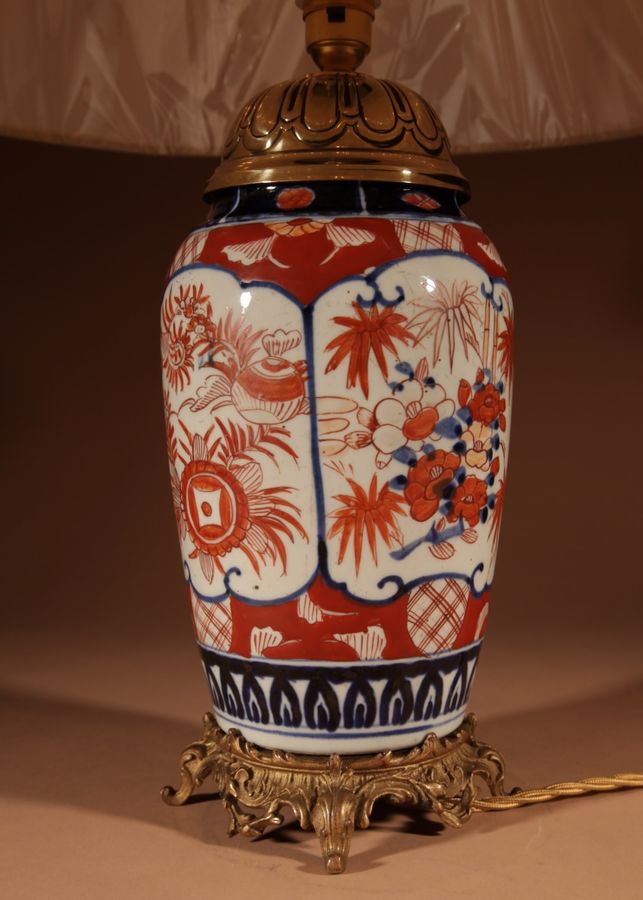 Antique  Japanese Imari Porcelain Table Lamp Circa 1900