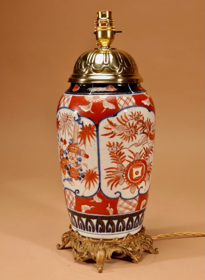 Antique  Japanese Imari Porcelain Table Lamp Circa 1900