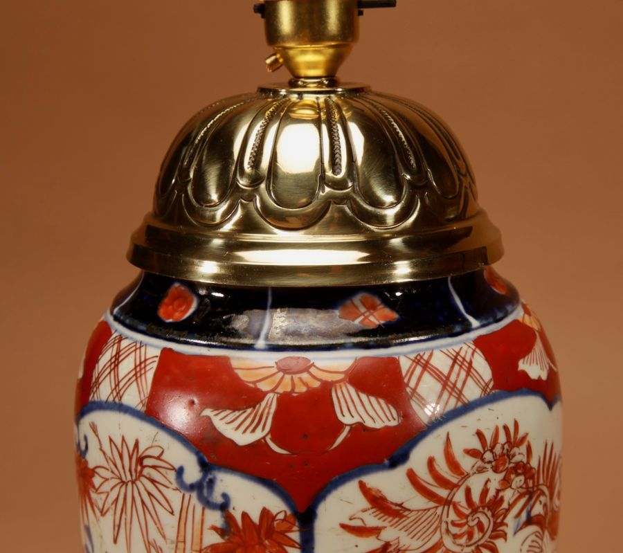 Antique  Japanese Imari Porcelain Table Lamp Circa 1900