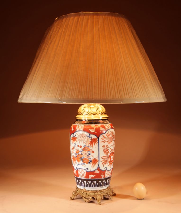 Antique  Japanese Imari Porcelain Table Lamp Circa 1900