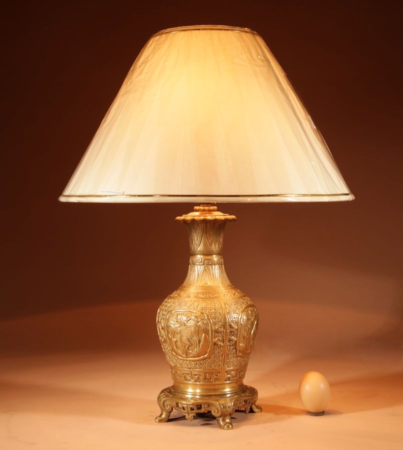 Interesting Chinese Brass Table Lamp Circa 1900-20