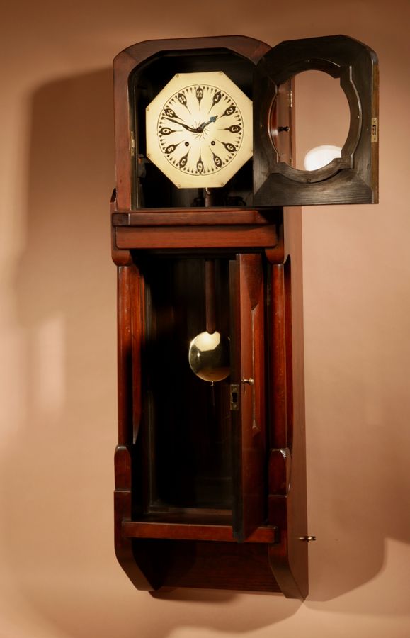 Antique  ??Art Nouveau / Art Deco Architectural Design Dutch / German Wall Clock Circa 1900/20