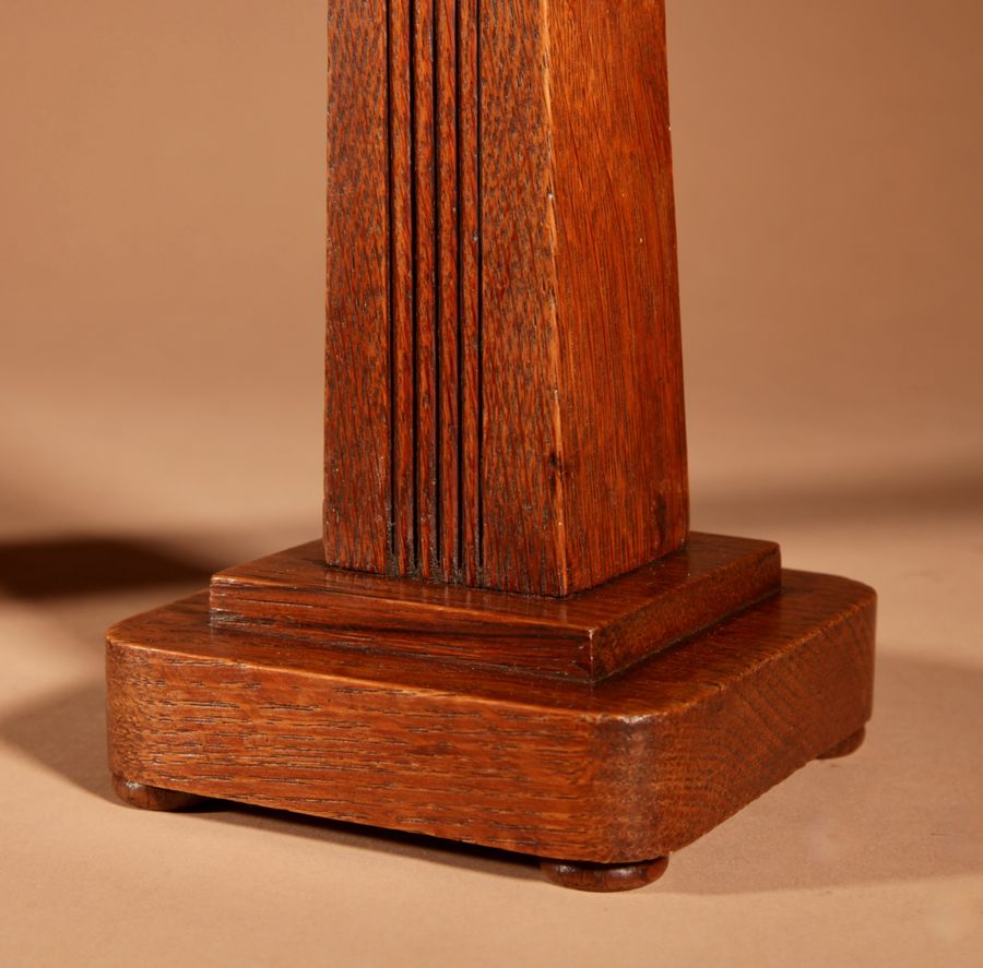 Antique Art Nouveau/Deco Gustav Serrurier-Bovy (1858-1910) A Rare Oak And Brass Clock Garniture, Circa 1900-10.