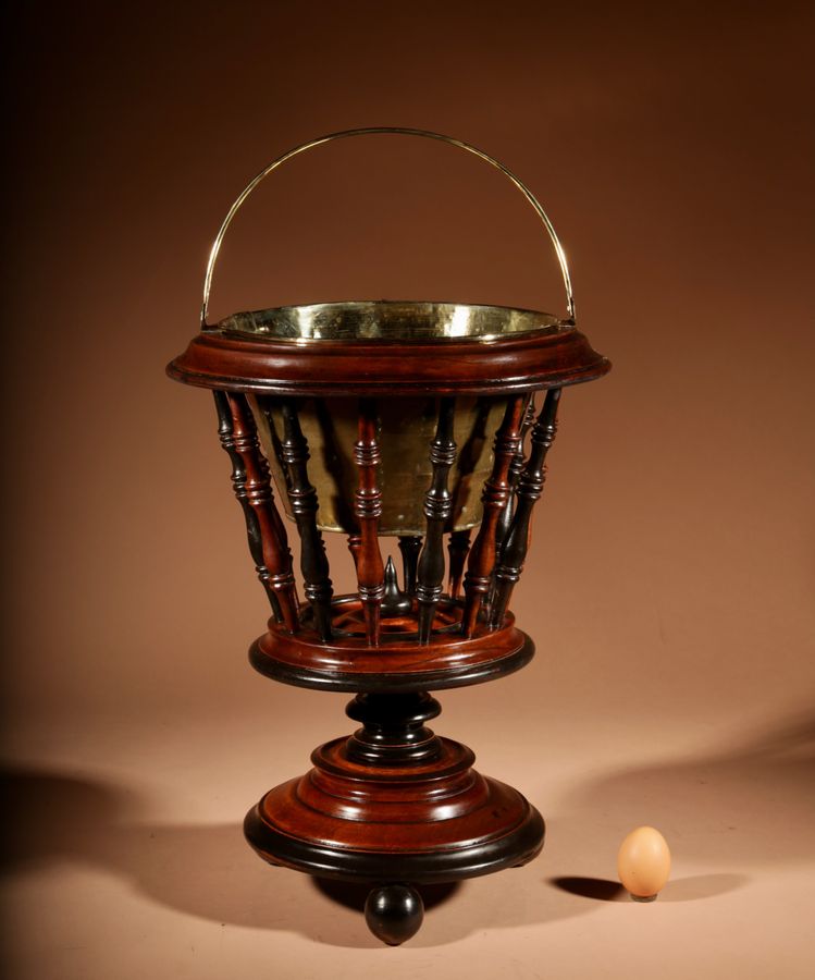 A Beautiful Walnut And Ebonised Tea Stove Bucket/Peat Bucket Planter/Jardinière.