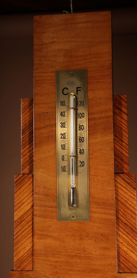 Antique  Art Deco Stylish Walnut And Rosewood Barometer.