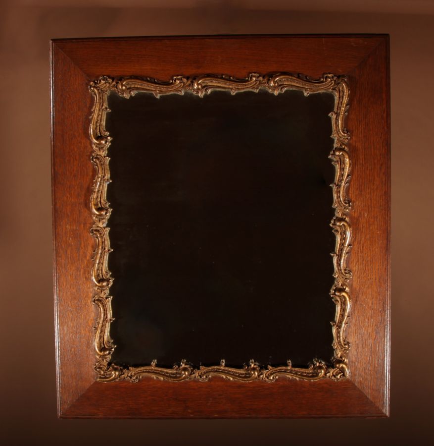 Antique ?Original Oak And Gesso Framed Mirror In The Rococo Style.