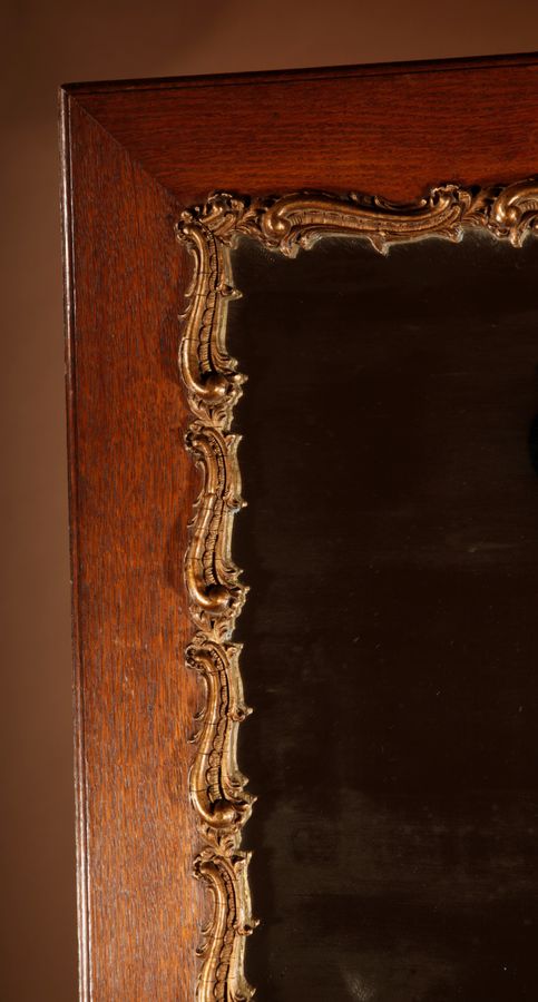 Antique ?Original Oak And Gesso Framed Mirror In The Rococo Style.