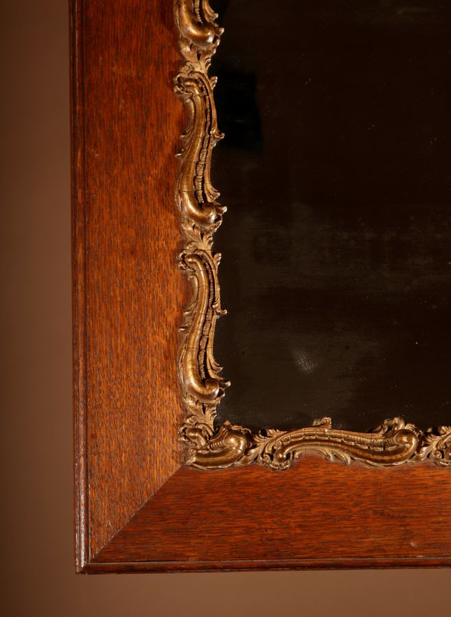 Antique ?Original Oak And Gesso Framed Mirror In The Rococo Style.