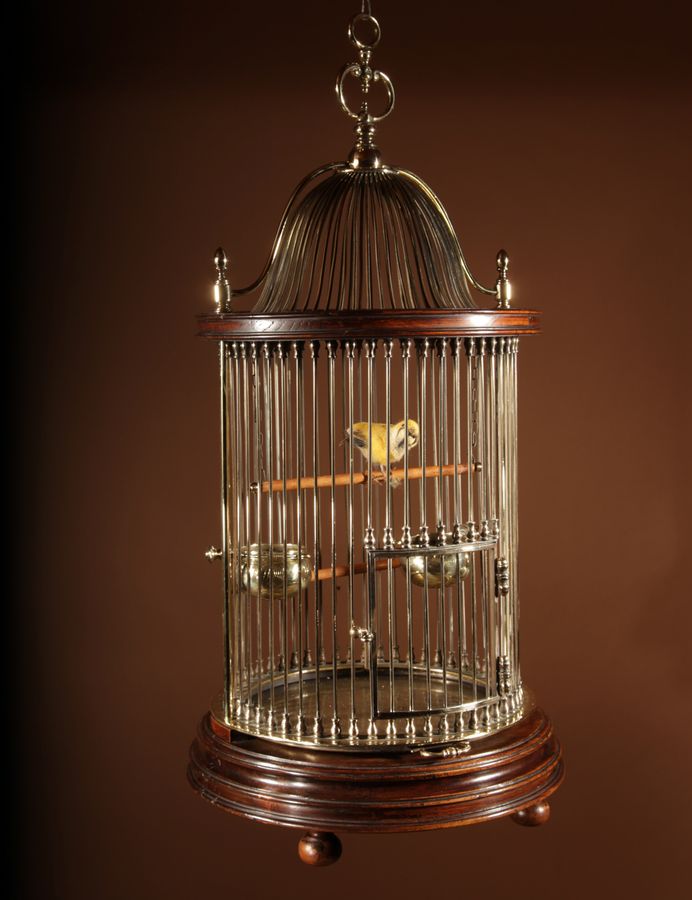 Antique Impressive And Beautiful Walnut And Brass Birdcage Continental Circa 1920-40.