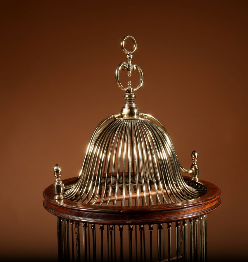 Antique Impressive And Beautiful Walnut And Brass Birdcage Continental Circa 1920-40.