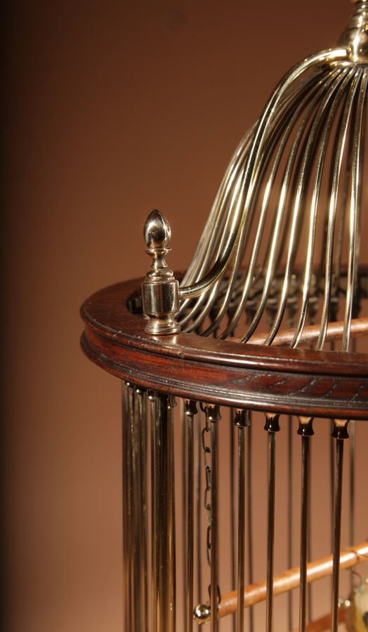 Antique Impressive And Beautiful Walnut And Brass Birdcage Continental Circa 1920-40.